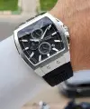 41 Mm Kasası Gümüş Kordonu Siyah Renk İç Göstergeleri Aktif Erkek Kol Saati