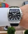 41 Mm Kasası Gümüş Kordonu Siyah Renk İç Göstergeleri Aktif Erkek Kol Saati