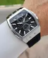 41 Mm Kasası Gümüş Kordonu Siyah Renk İç Göstergeleri Aktif Erkek Kol Saati