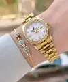 Gold Renk 28 Mm Kadın Kol Saati ve Bileklik