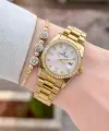 Gold Renk 28 Mm Kadın Kol Saati ve Bileklik