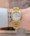 Gold Renk 28 Mm Kadın Kol Saati ve Bileklik