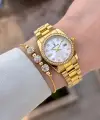 Gold Renk 28 Mm Kadın Kol Saati ve Bileklik