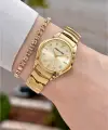 Kadranı Sarı Kordonu Gold Renk 30 mm Hediye Paketli Kadın Kol Saati