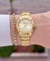 Kadranı Sarı Kordonu Gold Renk 30 mm Hediye Paketli Kadın Kol Saati