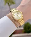 Kadranı Sarı Kordonu Gold Renk 30 mm Hediye Paketli Kadın Kol Saati