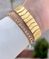 Kadranı Sarı Kordonu Gold Renk 30 mm Hediye Paketli Kadın Kol Saati