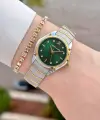 Kadranı Yeşil Kordonu Gold Gümüş Renk 30 mm Hediye Paketli Kadın Kol Saati