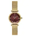 Kadranı Bordo Kordonu Gold Renk 26 Mm Hediye Paketli Kadın Kol Saati