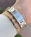 Gold Gümüş Renk 30 Mm Hediye Paketli Kadın Kol Saati