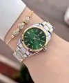 Kadranı Yeşil Kordonu Gold Gümüş Renk 30 Mm Hediye Paketli Kadın Kol Saati