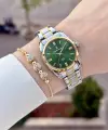 Kadranı Yeşil Kordonu Gold Gümüş Renk 30 Mm Hediye Paketli Kadın Kol Saati