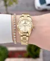 Kadranı Sarı Kordonu Gold Renk 28 Mm Hediye Paketli Kadın Kol Saati