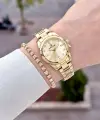 Kadranı Sarı Kordonu Gold Renk 28 Mm Hediye Paketli Kadın Kol Saati