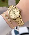 Kadranı Sarı Kordonu Gold Renk 30 Mm Hediye Paketli Kadın Kol Saati