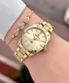 Kadranı Sarı Kordonu Gold Renk 30 Mm Hediye Paketli Kadın Kol Saati