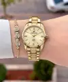 Kadranı Sarı Kordonu Gold Renk 30 Mm Hediye Paketli Kadın Kol Saati
