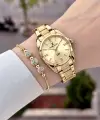 Kadranı Sarı Kordonu Gold Renk 30 Mm Hediye Paketli Kadın Kol Saati