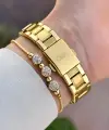 Kadranı Sarı Kordonu Gold Renk 30 Mm Hediye Paketli Kadın Kol Saati