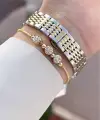 Gold Gümüş Renk 28 Mm Hediye Paketli Kadın Kol Saati
