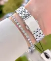 Kadranı Pembe Kordonu Gümüş Renk 30 Mm Hediye Paketli Kadın Kol Saati ve Bileklik