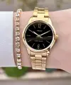 Casio CSISTE139 Kadranı Siyah Kordonu Gold Renk Kadın Kol Saati
