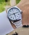 Casio CSISTE15 Kadranı Beyaz Kordonu Gümüş Renk Takvim ve Günlü Hediye Paketli Erkek Kol Saati