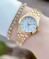 Casio CSISTE208 Casio Kadranı Beyaz Kordonu Gold Renk Kadın Kol Saati