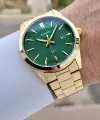 Casio Kadranı Yeşil Kordonu Gold Renk Erkek Kol Saati