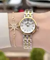 Gold Gümüş Renk 25 Mm Hediye Paketli Kadın Kol Saati