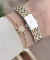 Gold Gümüş Renk 25 Mm Hediye Paketli Kadın Kol Saati