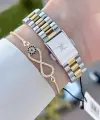 Gold Gümüş Renk 33 Mm Hediye Paketli Kadın Kol Saati ve Bileklik