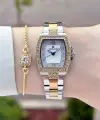 Gold Gümüş Renk Hediye Paketli Kadın Kol Saati