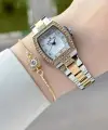 Gold Gümüş Renk Hediye Paketli Kadın Kol Saati