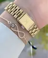 Gold Renk 33 Mm Hediye Paketli Kadın Kol Saati ve Bileklik