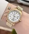 Gold Renk 34 Mm Kadın Kol Saati ve Bileklik