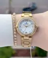 Gold Renk Hediye Paketli 32 Mm Kadın Kol Saati ve Bileklik