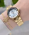 Gold Renk Kesme Camlı Kadın Kol Saati