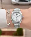 Gümüş Renk 30 Mm Rakamlı Kadın Kol Saati ve Hediye Bileklik