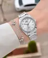 Gümüş Renk 30 Mm Rakamlı Kadın Kol Saati ve Hediye Bileklik
