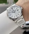 Gümüş Renk Takvimli Hediye Paketli Erkek Kol Saati
