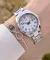 Casio CSISTE173 Kadranı Beyaz Kordonu Metalik Renk 2 Yıl Garantili Kadın Kol Saati