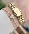 Kadranı Bordo Kordonu Gold Renk 25 Mm Hediye Paketli Kadın Kol Saati
