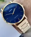 Casio CSISTE132 Kadranı Lacivert Kordonu Gold Renk Erkek Kol Saati