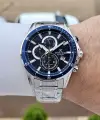 Kadranı Lacivert Kordonu Gümüş Renk 44 Mm Hediye Paketli İç Göstergeleri Aktif Erkek Kol Saati