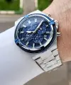 Kadranı Lacivert Kordonu Gümüş Renk 44 Mm Hediye Paketli İç Göstergeleri Aktif Erkek Kol Saati