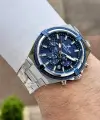 Kadranı Lacivert Kordonu Gümüş Renk 44 Mm Hediye Paketli İç Göstergeleri Aktif Erkek Kol Saati