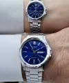Casio CSISTE97 Kadranı Lacivert Kordonu Gümüş Renk Fonksiyonlu Hediye Paketli Sevgili Çift Kol Saati