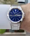 Casio CSISTE95 Kadranı Lacivert Kordonu Gümüş Renk Gün ve Takvim Fonksiyonlu Hediye Paketli Erkek Kol Saati