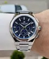 Kadranı Lacivert Kordonu Gümüş Renk Hediye Paketli 44 Mm Erkek Kol Saati